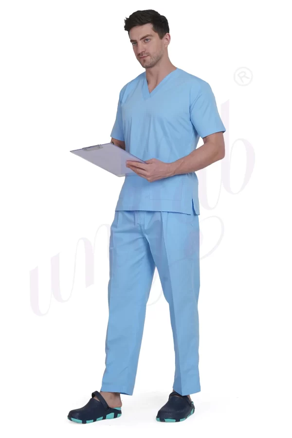 Medical Scrub Male Sky Blue - 2 Way Stretchable