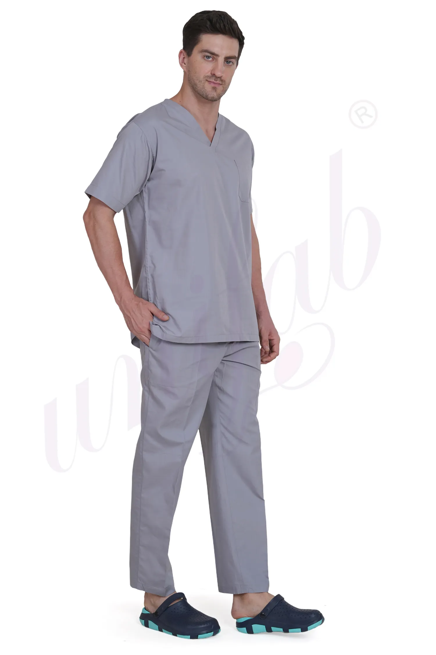 Medical Scrub Male Plain Grey