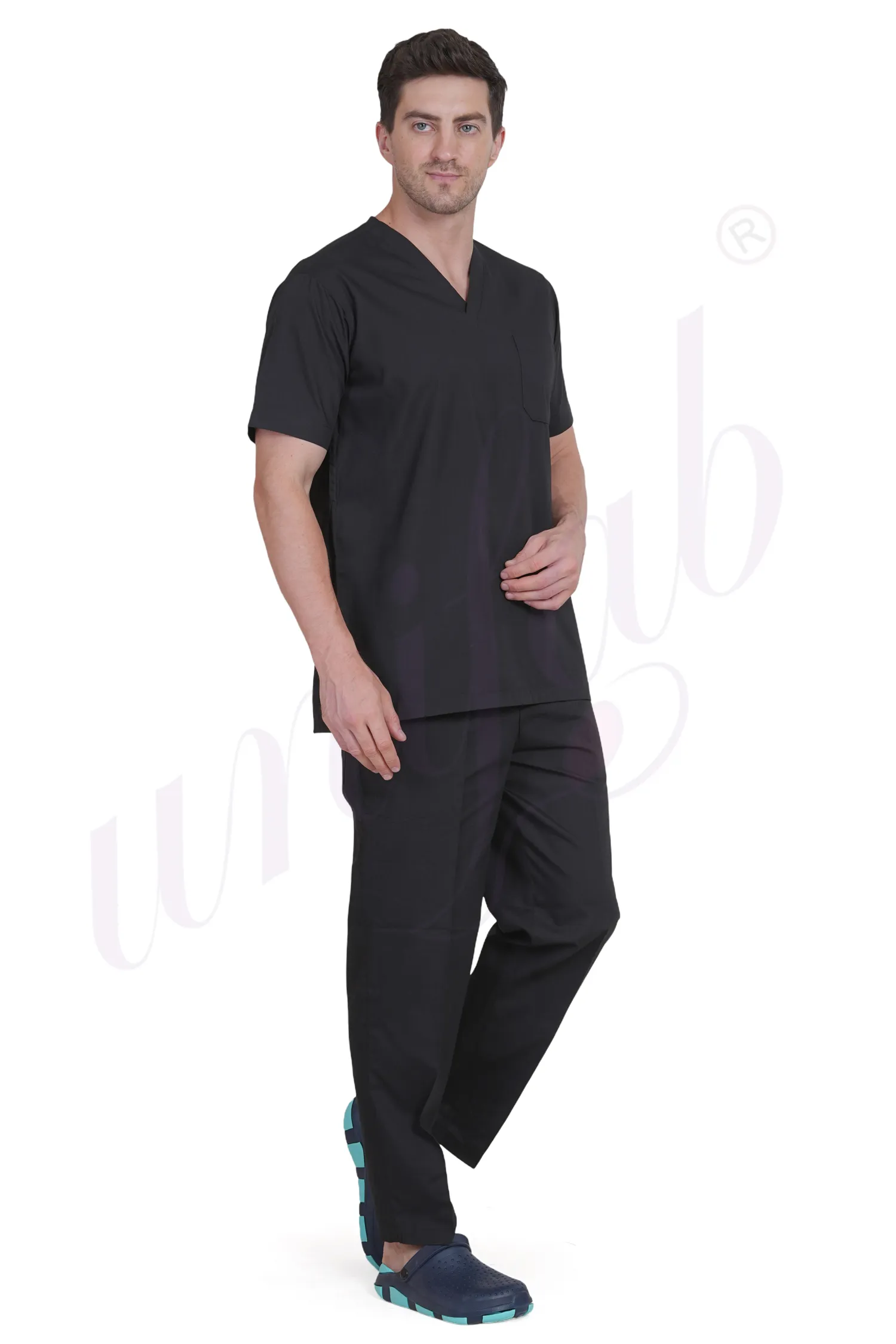 Medical Scrub Male Plain Black