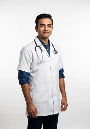 Doctors Coat Unisex Half Sleeve - White