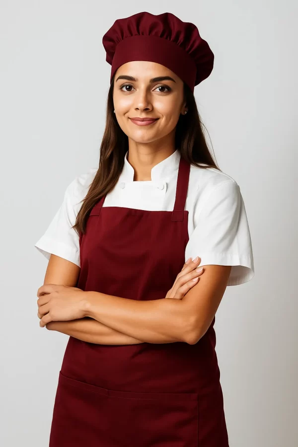 Bib Apron and Mushroom Cap Set - Maroon
