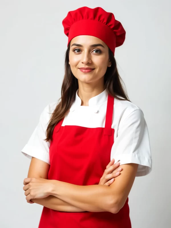 Bib Apron and Mushroom Cap Set - Red