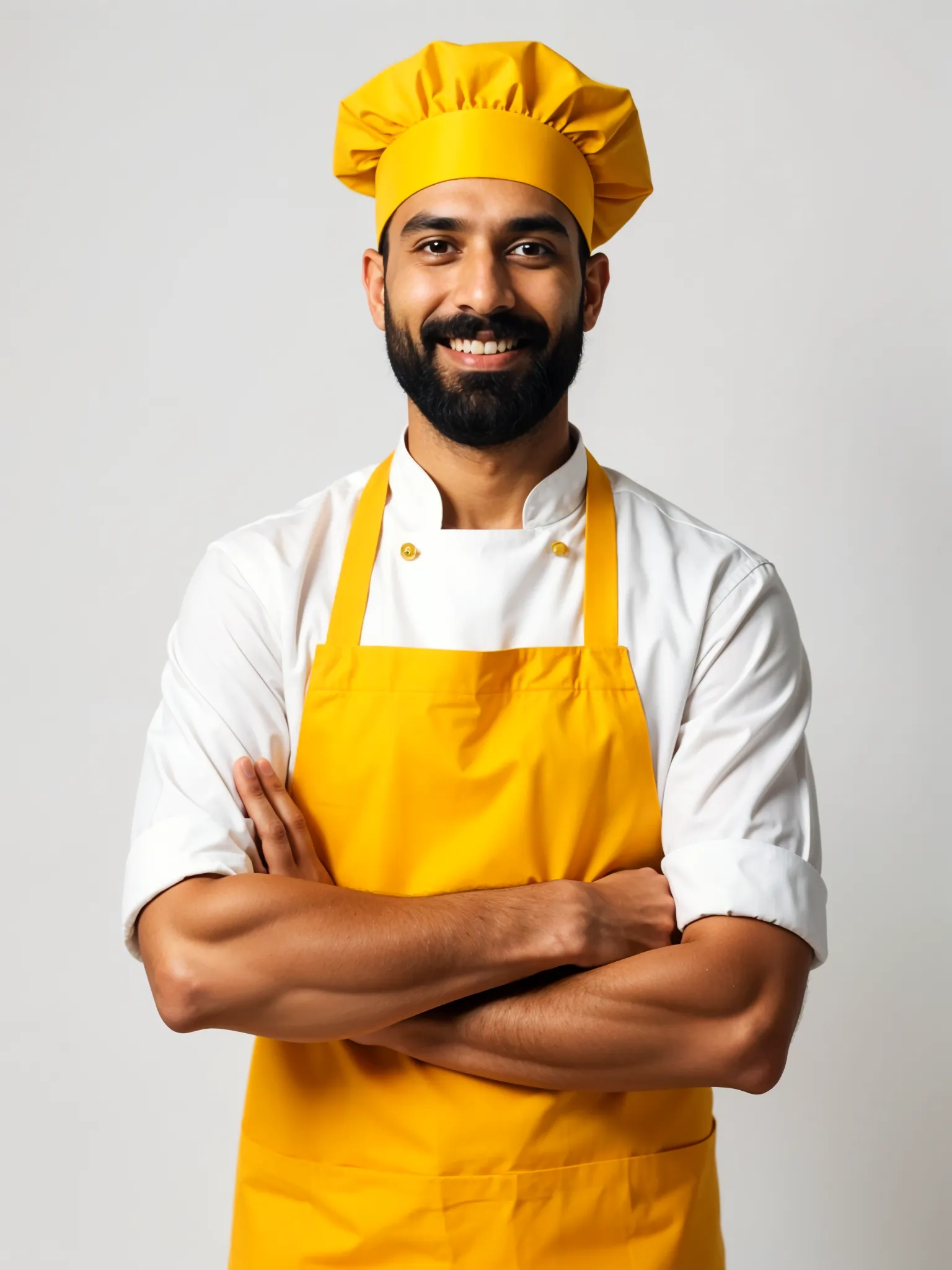 Bib Apron and Mushroom Cap Set - Yellow