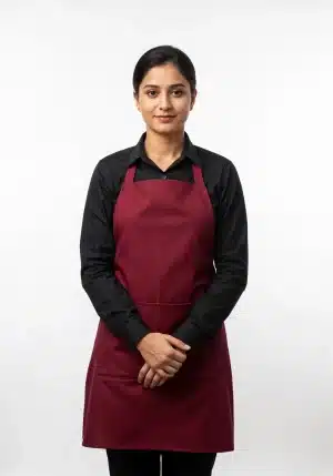 Bib Apron Maroon Free Size Unisex (Pack of 5 Pcs)