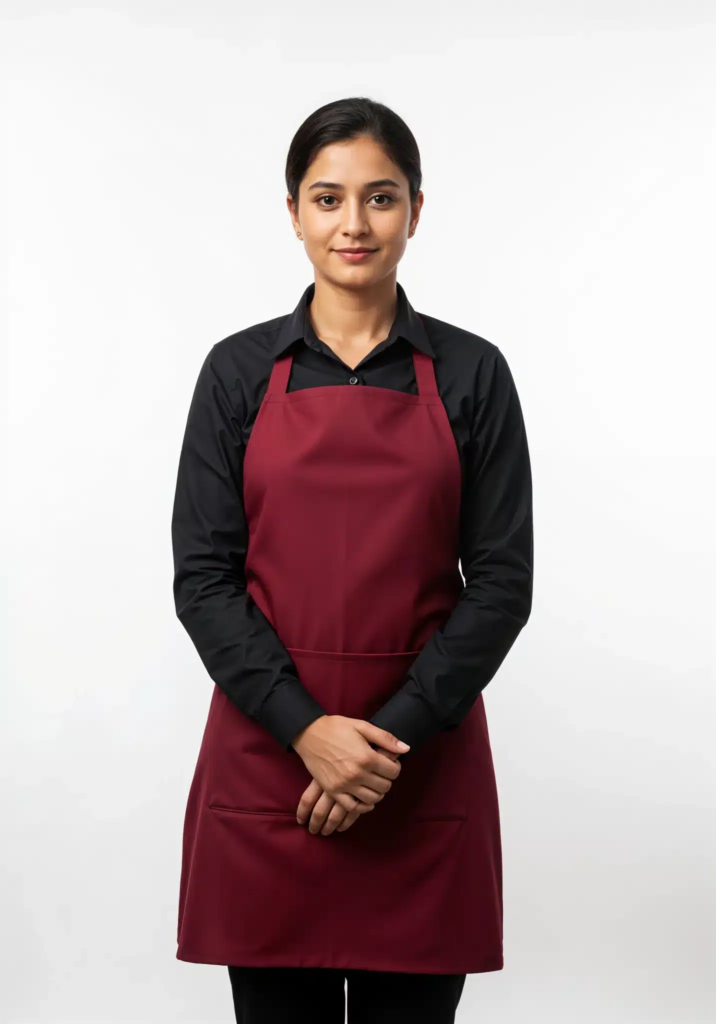 Bib Apron Maroon Free Size Unisex (Pack of 5 Pcs)