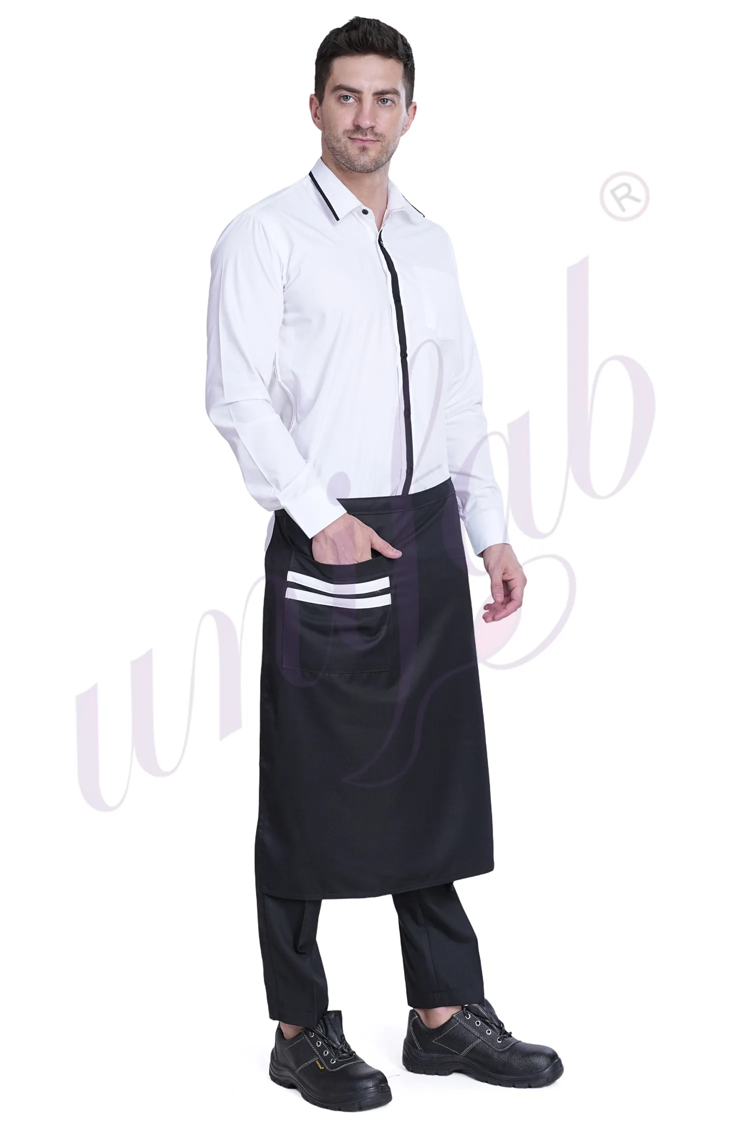 Steward Shirt And Apron Set White and Black