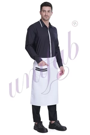 Steward Shirt And Apron Set Black and White