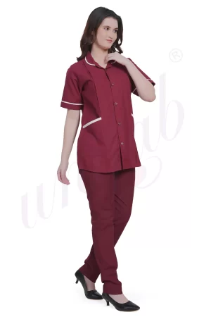 Nursing Uniform Magenta with White Trim