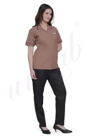 Nursing Uniform Brown with Dark Brown Trim