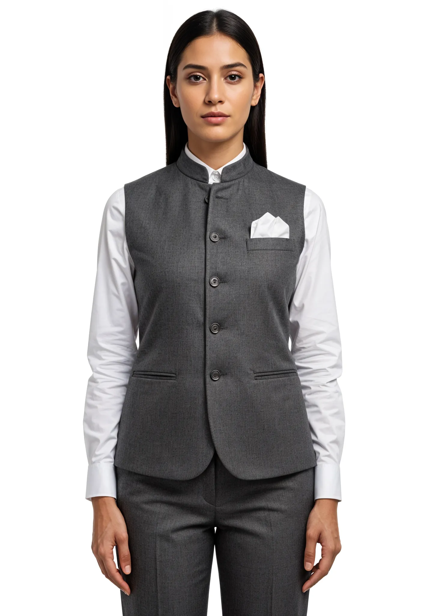 Nehru Jacket-Female- D Grey Mellange (1)
