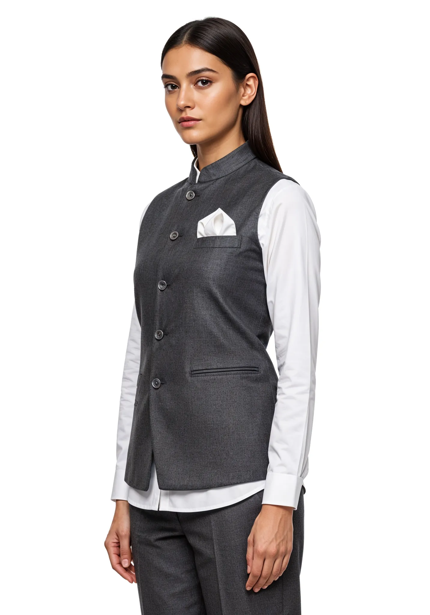 Sleeveless Jacket Female Charcoal Mélange - Female