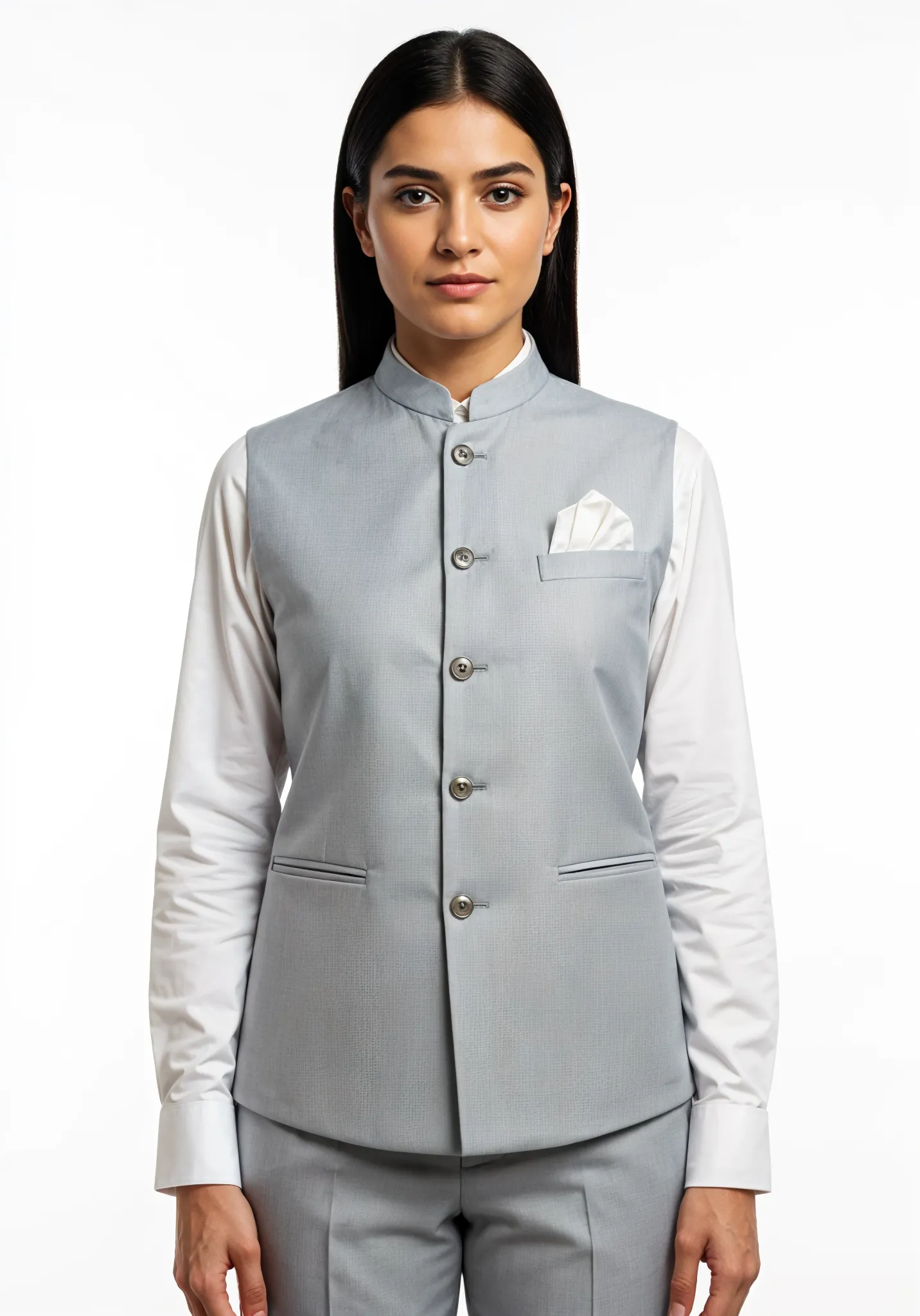 Nehru Jacket-Female- L Grey Mellange (1)