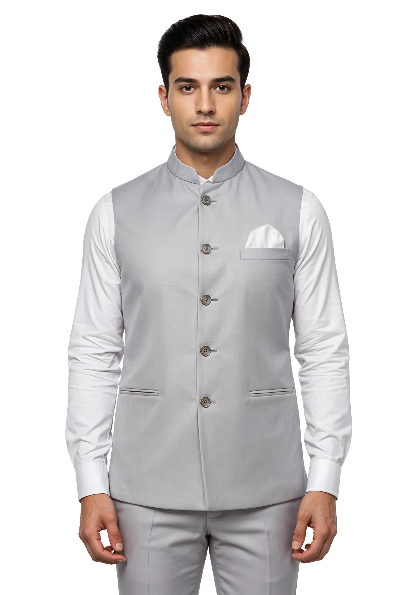 Nehru Jacket-Male- L Grey Mellange (3)