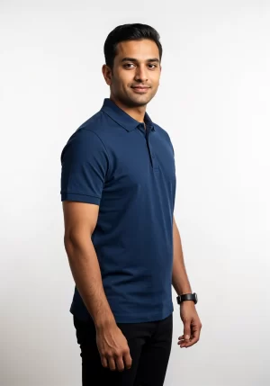 Unisex Polo Tshirt Navy Poly Cotton (Minimum Order 10 Pc's)